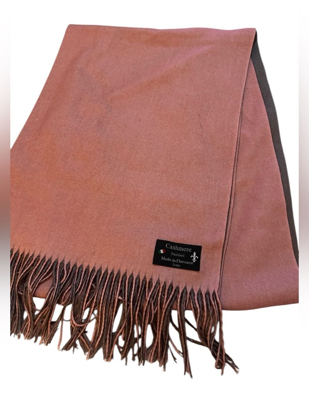 Cashmere Finished Pink Reversible Scarf - Made in Florence Italy